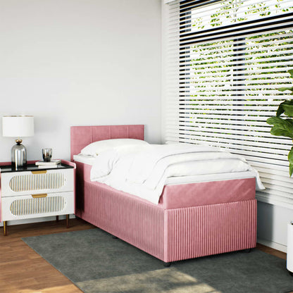 Boxspring met matras fluweel roze 80x200 cm