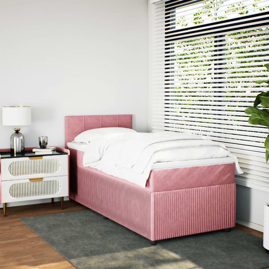 Boxspring met matras fluweel roze 80x200 cm
