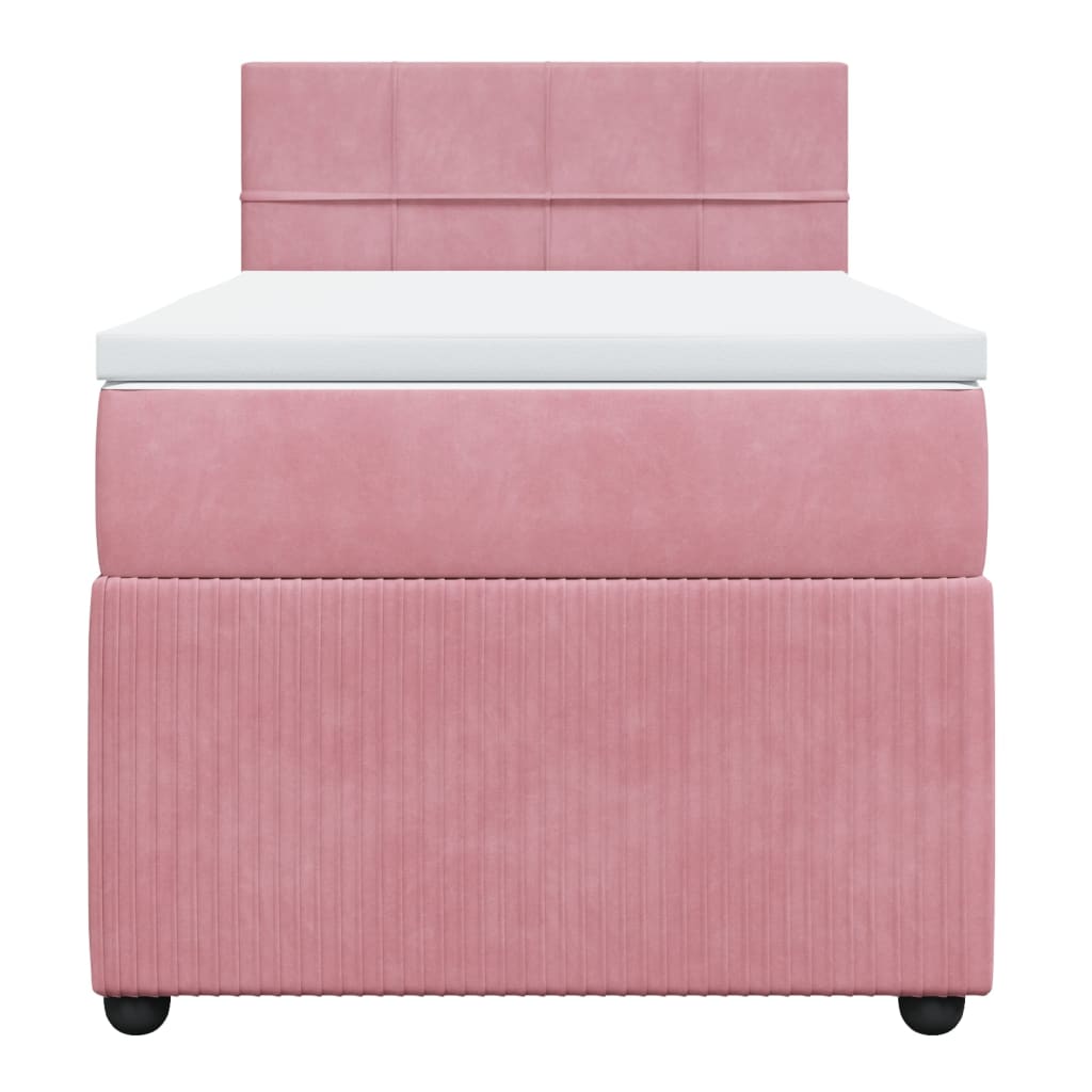 Boxspring met matras fluweel roze 80x200 cm
