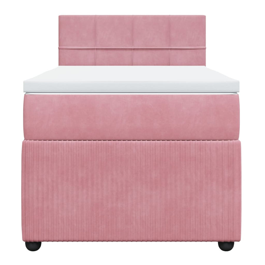 Boxspring met matras fluweel roze 80x200 cm