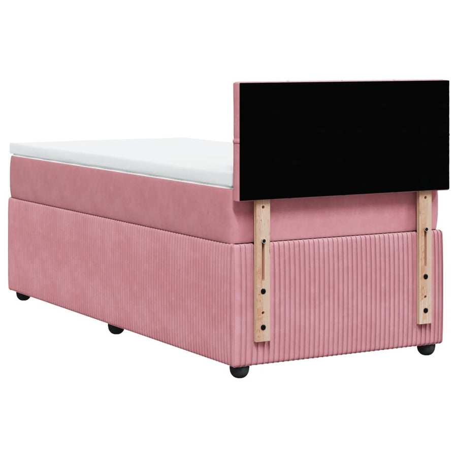 Boxspring met matras fluweel roze 80x200 cm