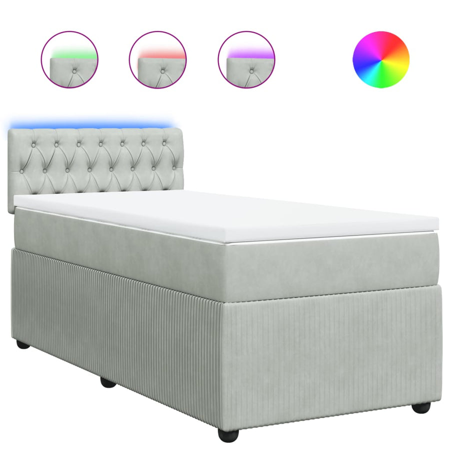 Boxspring met matras fluweel lichtgrijs 80x200 cm