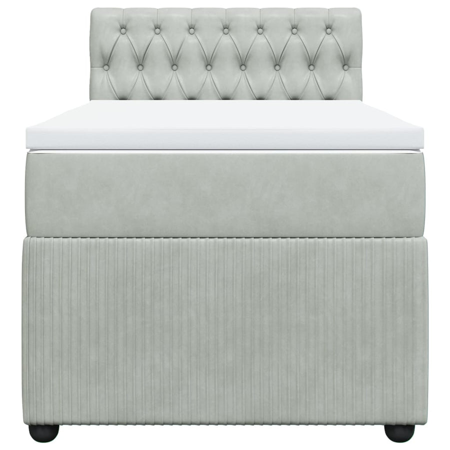Boxspring met matras fluweel lichtgrijs 80x200 cm