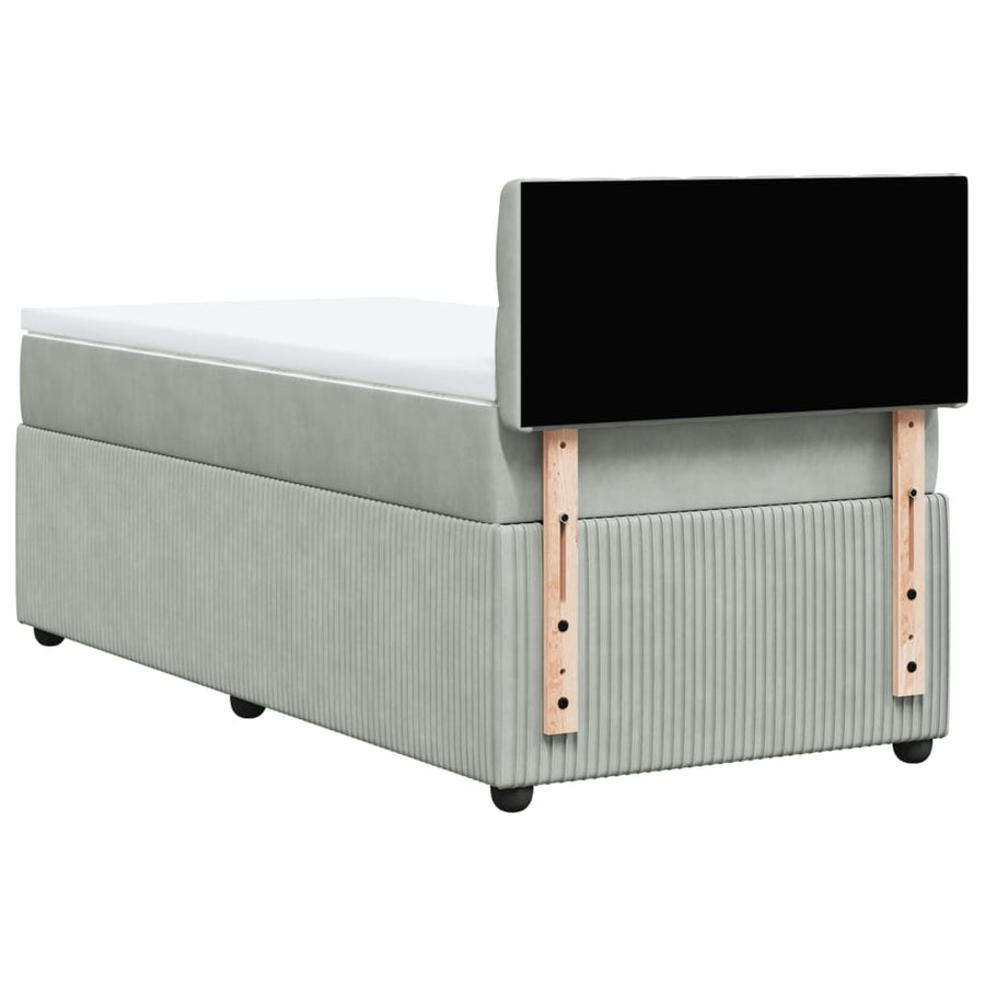 Boxspring met matras fluweel lichtgrijs 80x200 cm