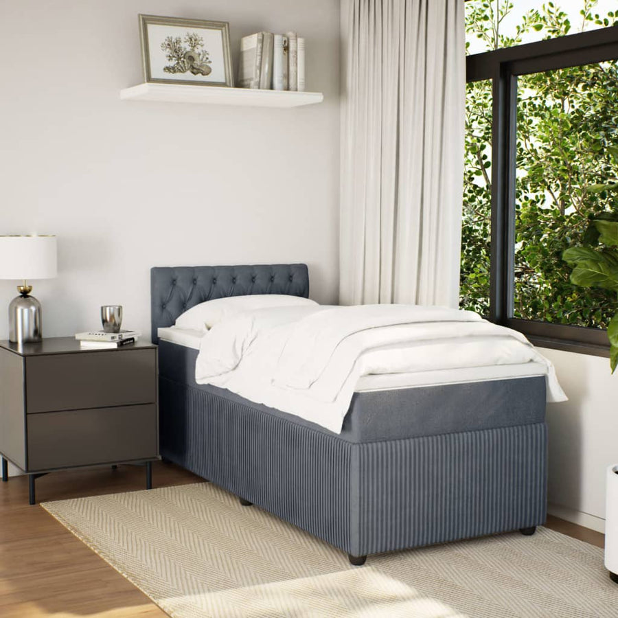 Boxspring met matras fluweel donkergrijs 80x200 cm
