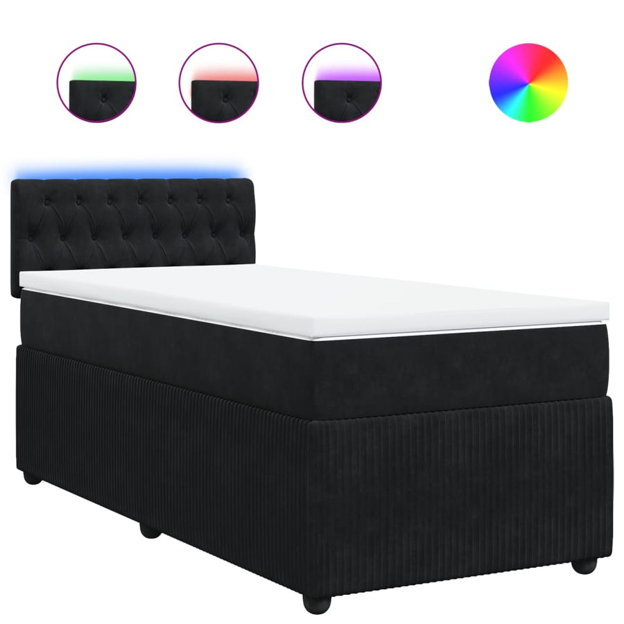 Boxspring met matras fluweel zwart 80x200 cm