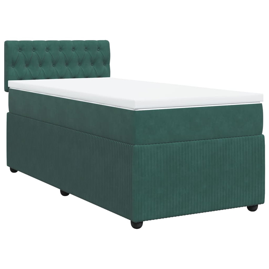 Boxspring met matras fluweel donkergroen 80x200 cm