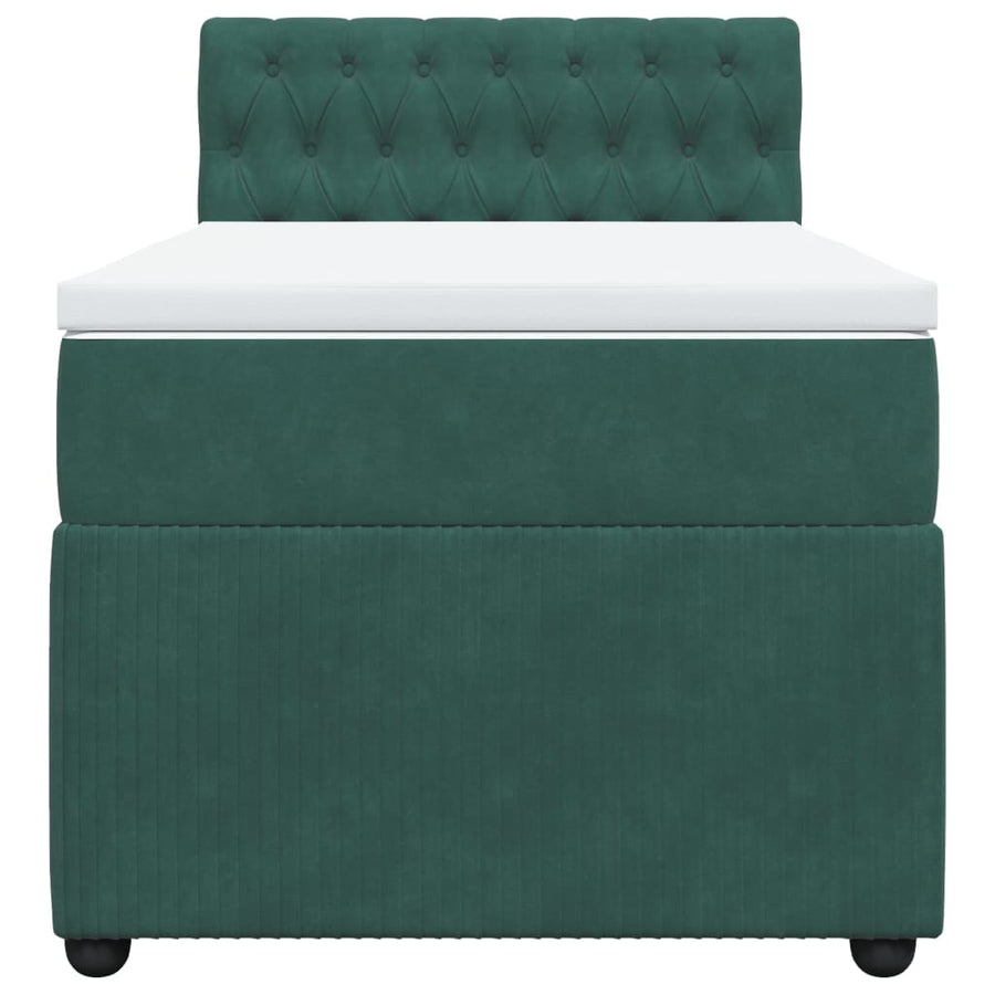 Boxspring met matras fluweel donkergroen 80x200 cm