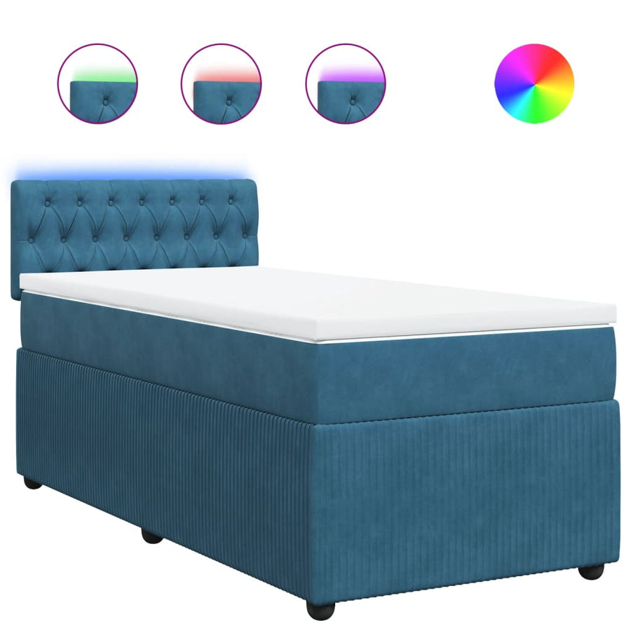 Boxspring met matras fluweel blauw 80x200 cm