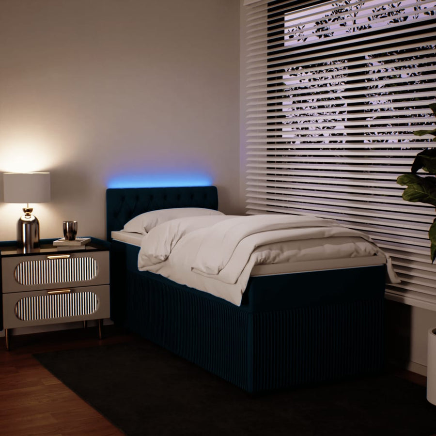 Boxspring met matras fluweel blauw 80x200 cm