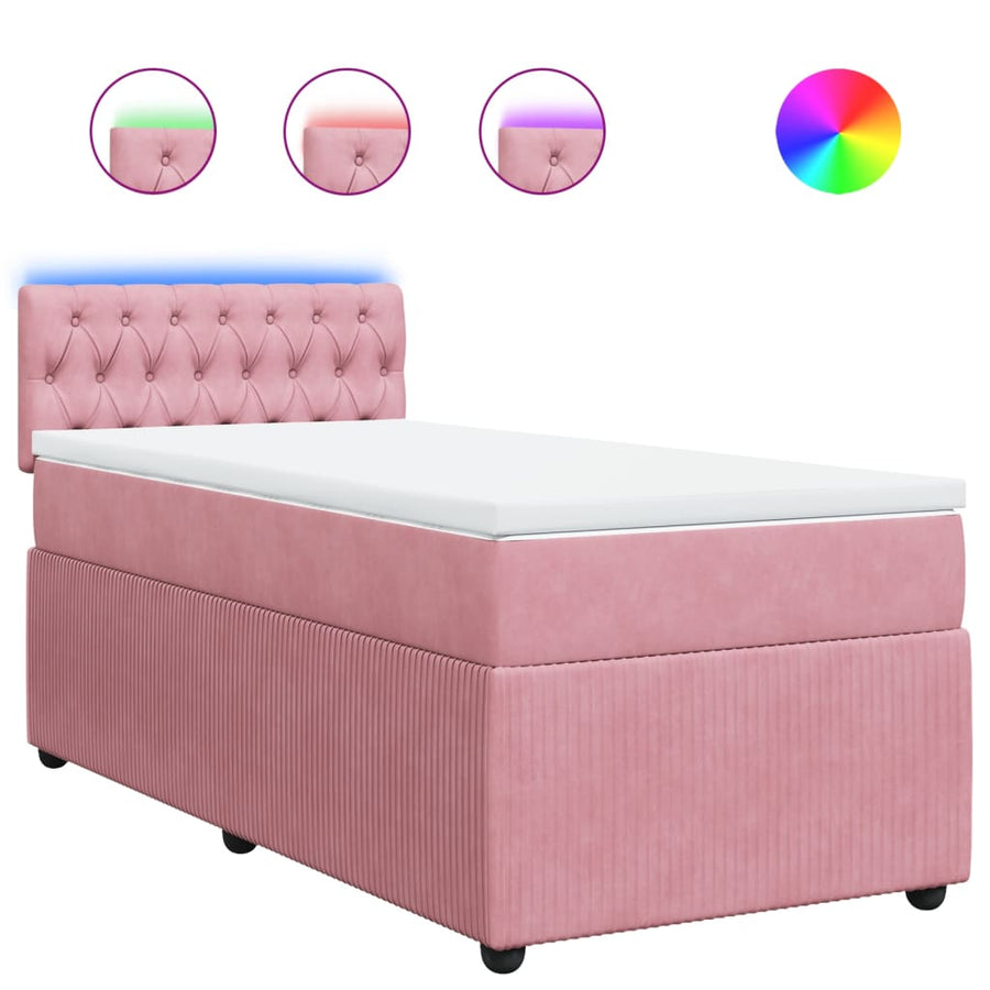 Boxspring met matras fluweel roze 80x200 cm