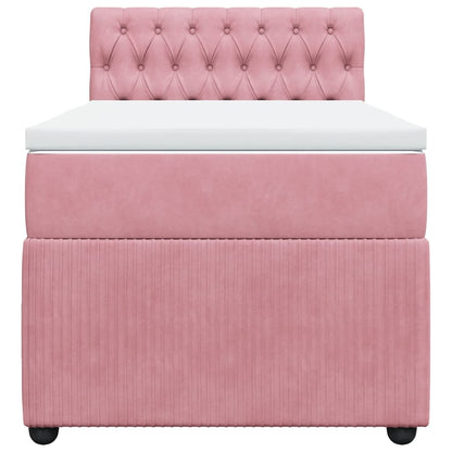 Boxspring met matras fluweel roze 80x200 cm