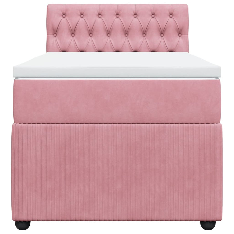 Boxspring met matras fluweel roze 80x200 cm