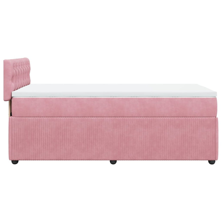 Boxspring met matras fluweel roze 80x200 cm