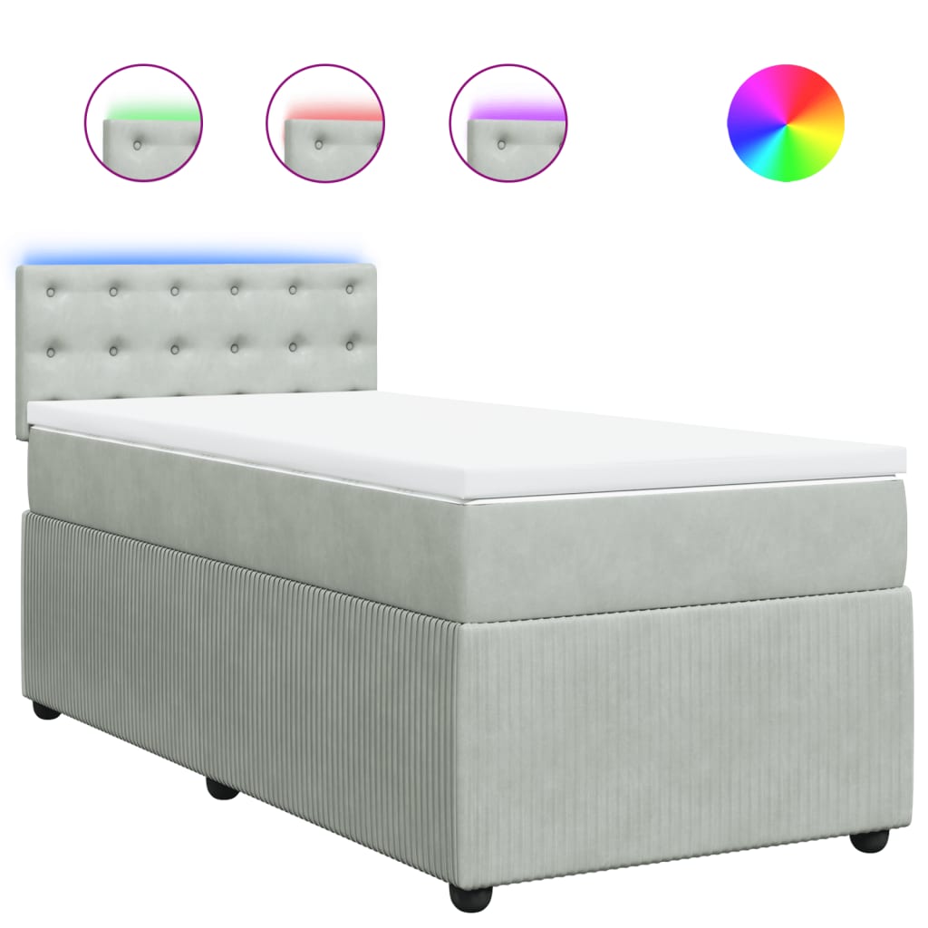 Boxspring met matras fluweel lichtgrijs 80x200 cm
