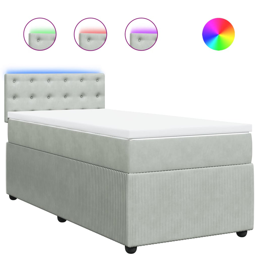 Boxspring met matras fluweel lichtgrijs 80x200 cm