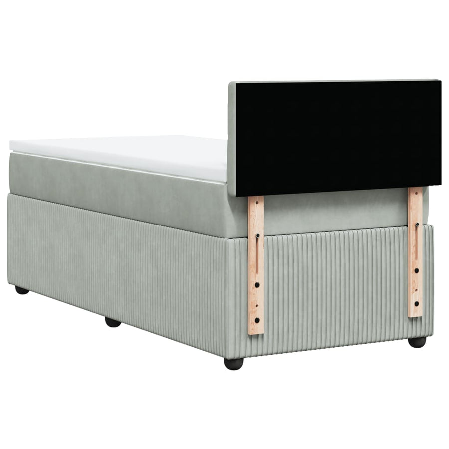 Boxspring met matras fluweel lichtgrijs 80x200 cm
