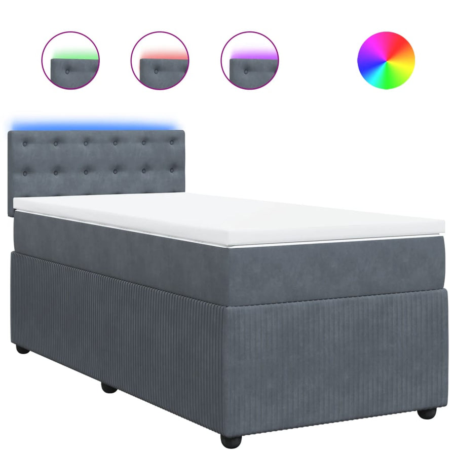 Boxspring met matras fluweel donkergrijs 80x200 cm