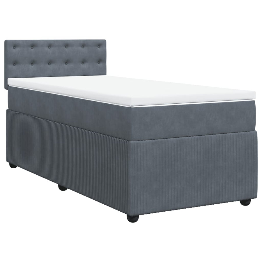 Boxspring met matras fluweel donkergrijs 80x200 cm