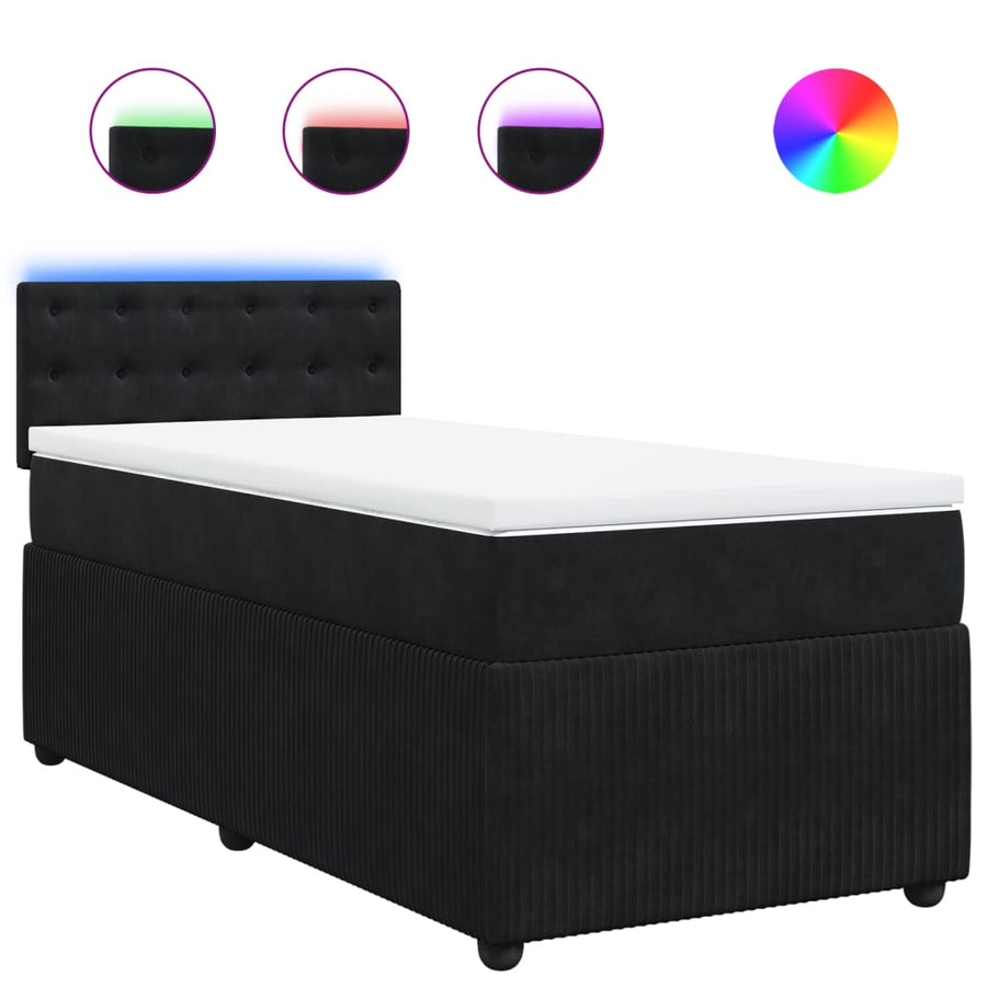 Boxspring met matras fluweel zwart 80x200 cm