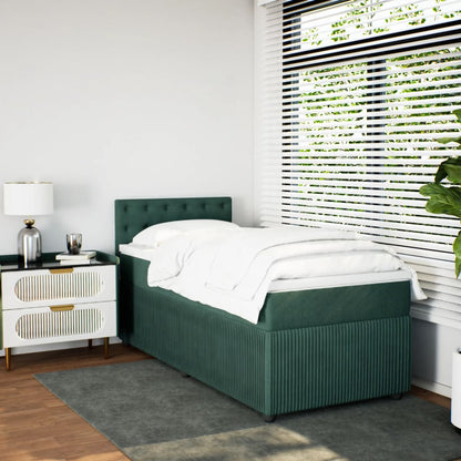 Boxspring met matras fluweel donkergroen 80x200 cm