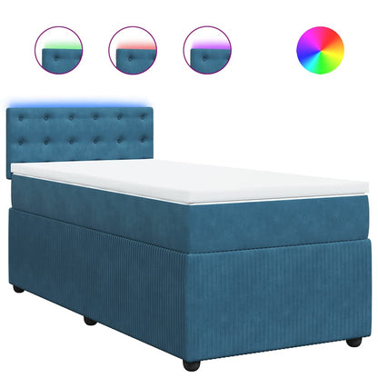 Boxspring met matras fluweel blauw 80x200 cm