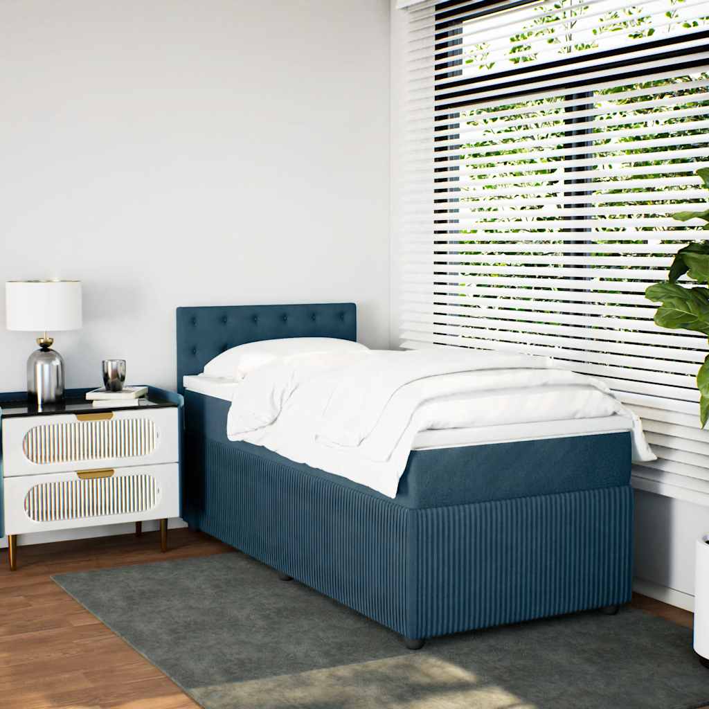 Boxspring met matras fluweel blauw 80x200 cm