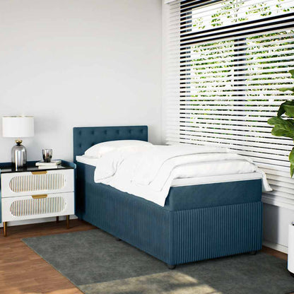 Boxspring met matras fluweel blauw 80x200 cm