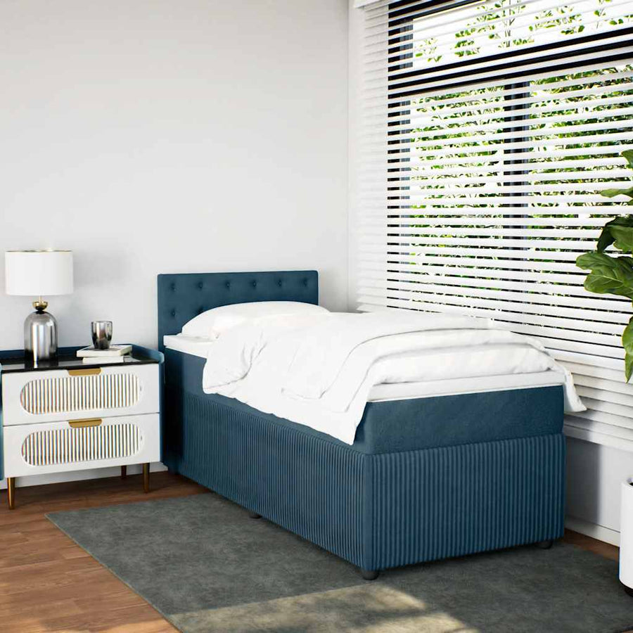 Boxspring met matras fluweel blauw 80x200 cm