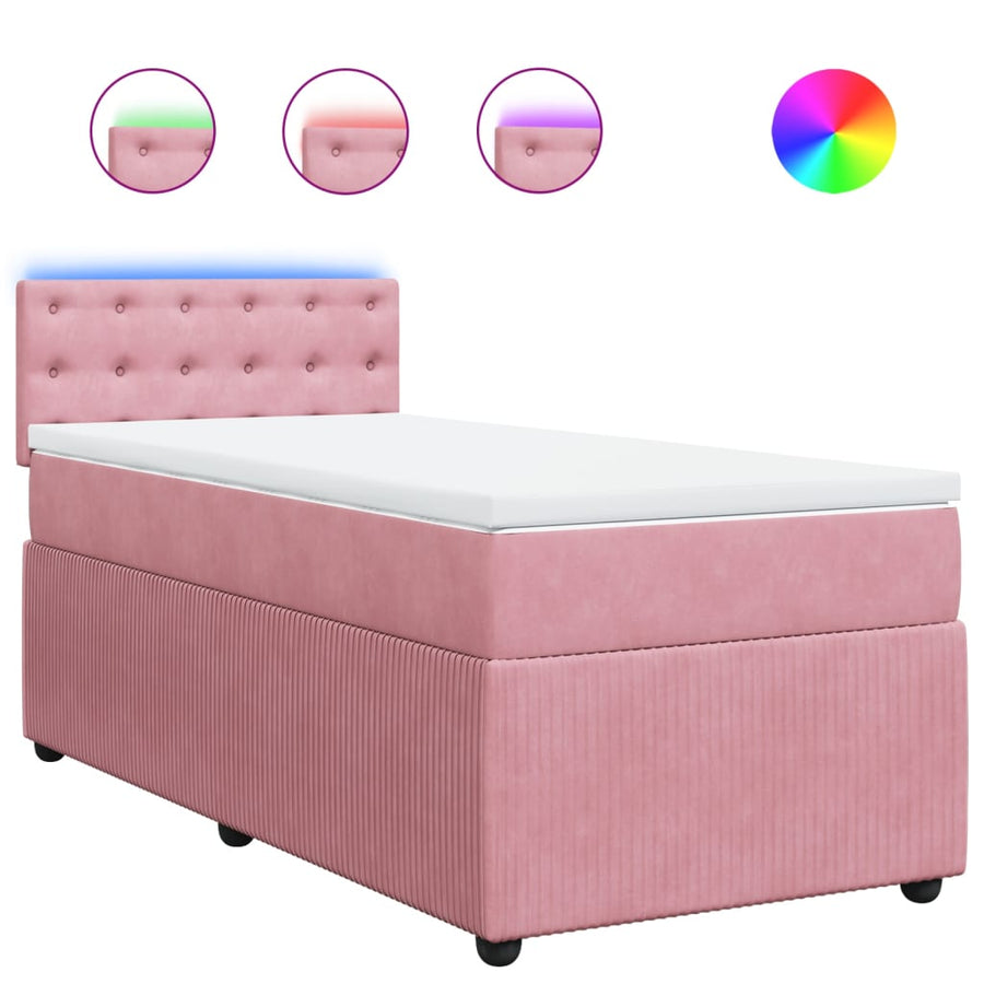 Boxspring met matras fluweel roze 80x200 cm