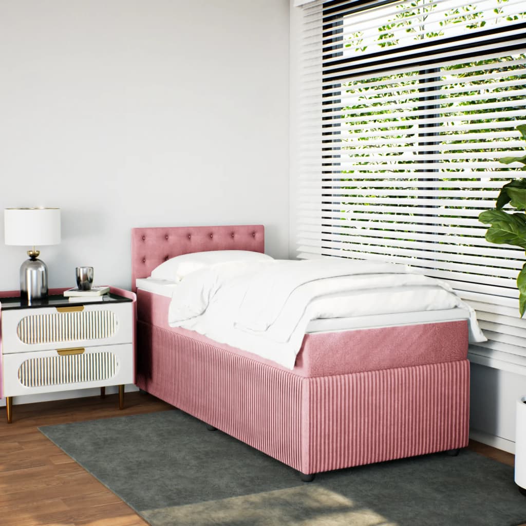 Boxspring met matras fluweel roze 80x200 cm