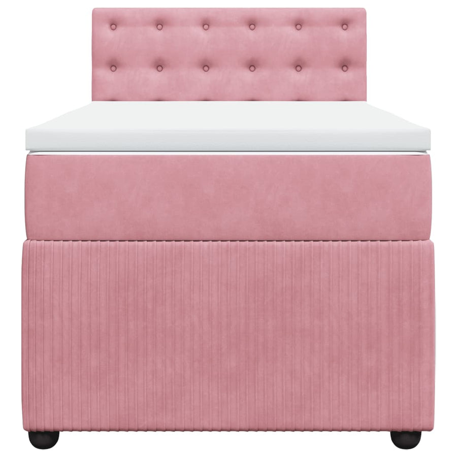 Boxspring met matras fluweel roze 80x200 cm