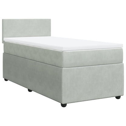 Boxspring met matras fluweel lichtgrijs 90x190 cm