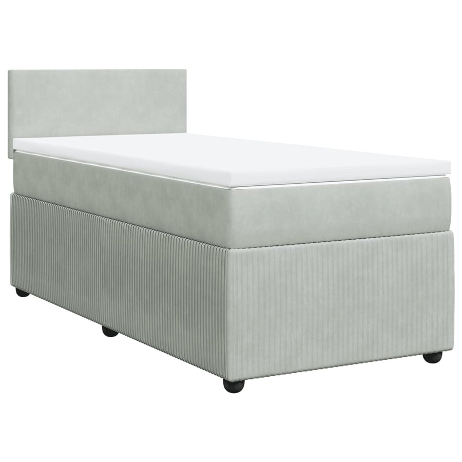 Boxspring met matras fluweel lichtgrijs 90x190 cm