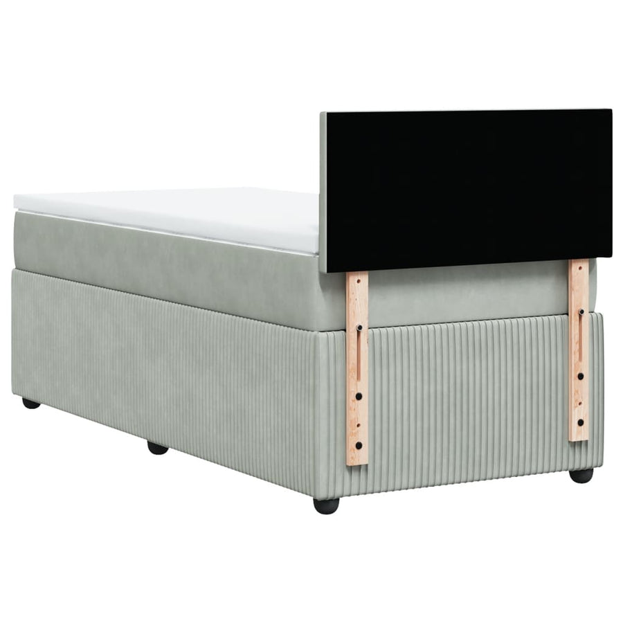 Boxspring met matras fluweel lichtgrijs 90x190 cm