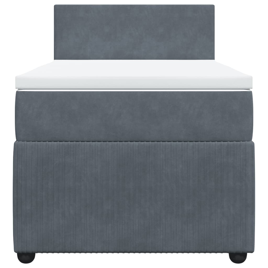 Boxspring met matras fluweel donkergrijs 90x190 cm
