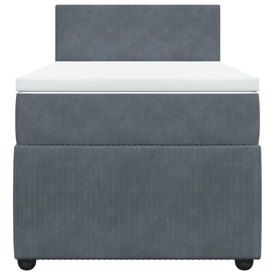 Boxspring met matras fluweel donkergrijs 90x190 cm