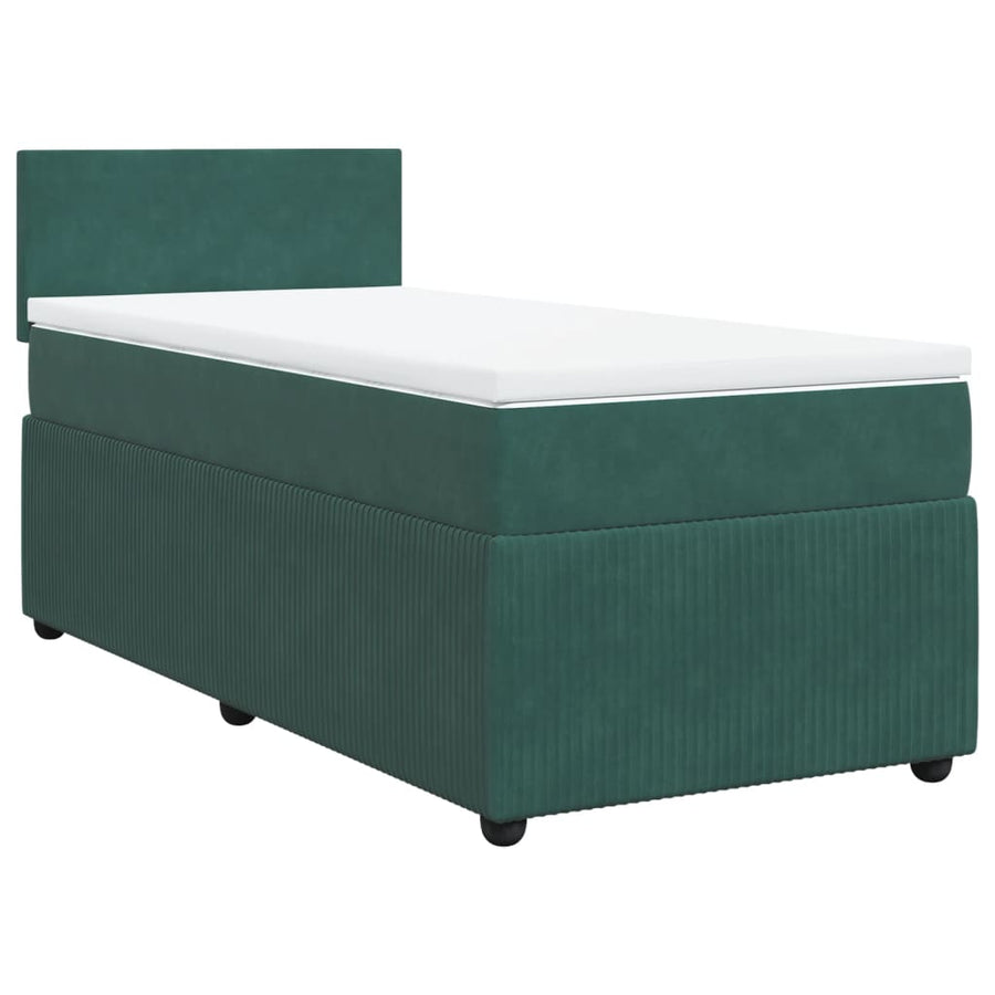 Boxspring met matras fluweel donkergroen 90x190 cm