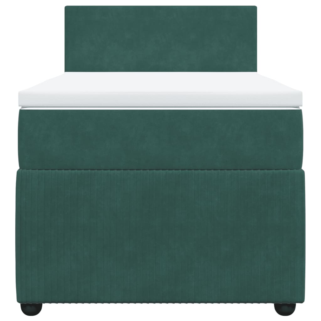 Boxspring met matras fluweel donkergroen 90x190 cm