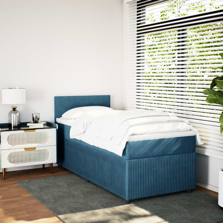 Boxspring met matras fluweel blauw 90x190 cm