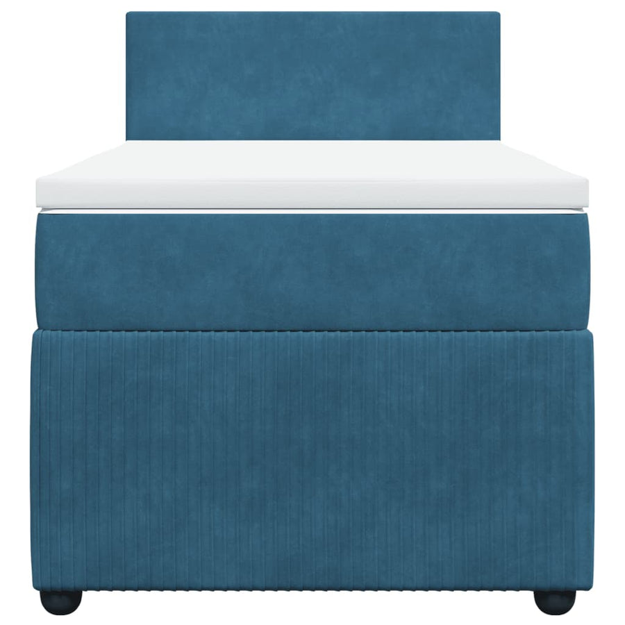 Boxspring met matras fluweel blauw 90x190 cm