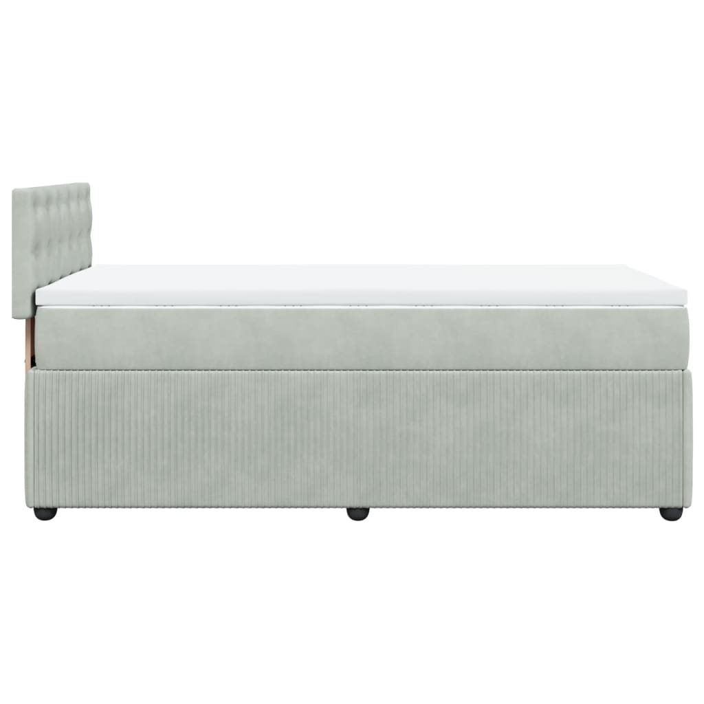 Boxspring met matras fluweel lichtgrijs 90x190 cm