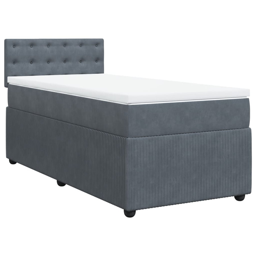 Boxspring met matras fluweel donkergrijs 90x190 cm