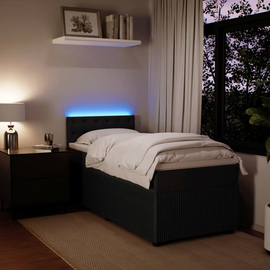 Boxspring met matras fluweel zwart 90x190 cm
