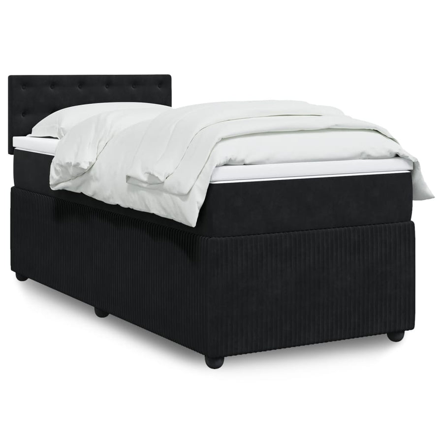 Boxspring met matras fluweel zwart 90x190 cm