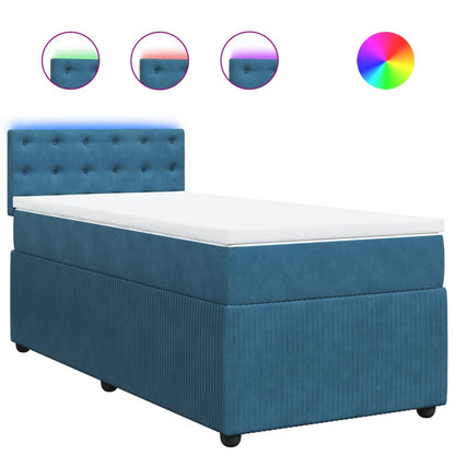 Boxspring met matras fluweel blauw 90x190 cm