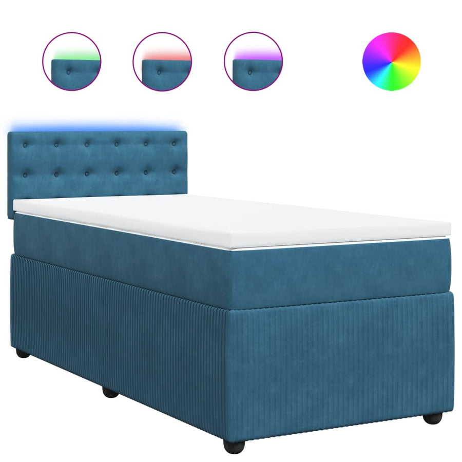 Boxspring met matras fluweel blauw 90x190 cm