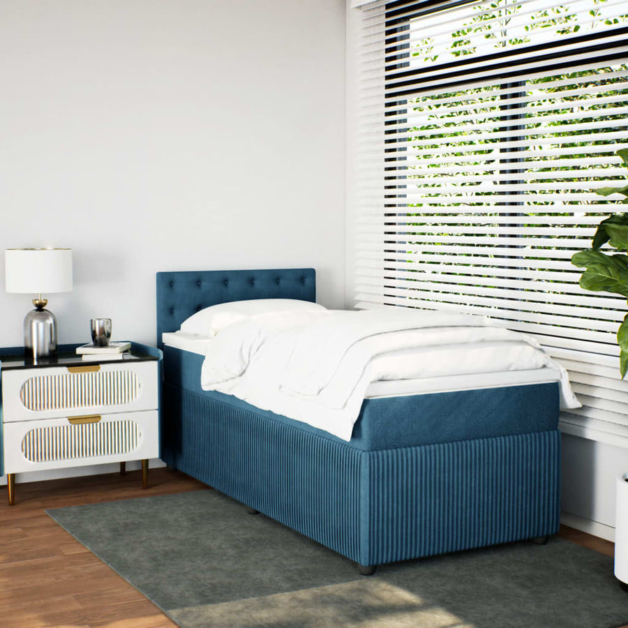 Boxspring met matras fluweel blauw 90x190 cm