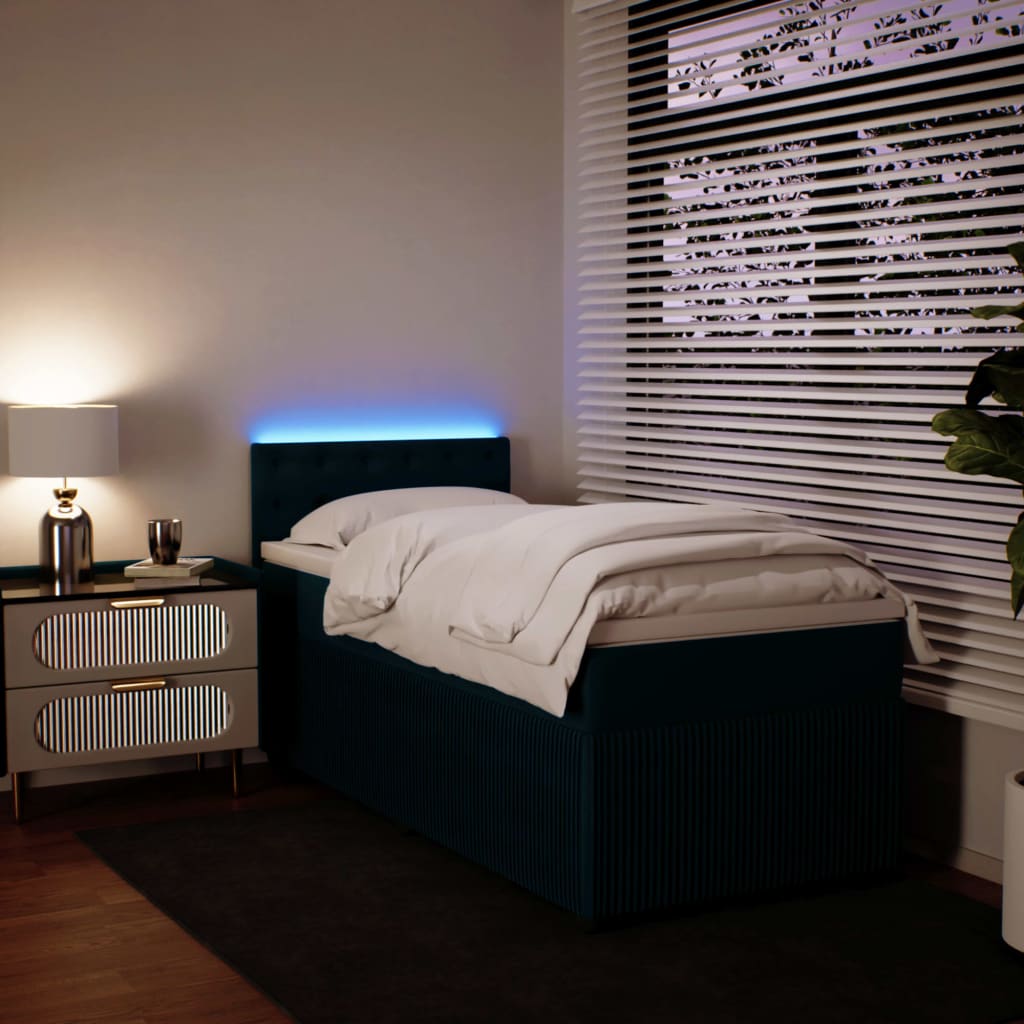 Boxspring met matras fluweel blauw 90x190 cm