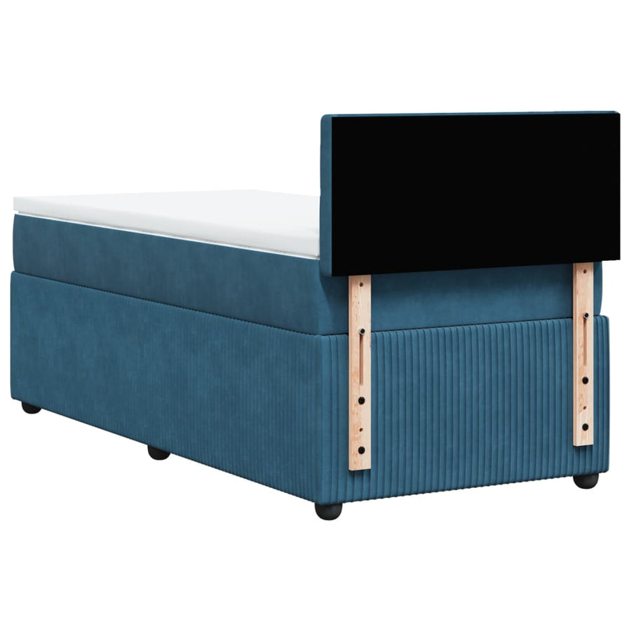 Boxspring met matras fluweel blauw 90x190 cm